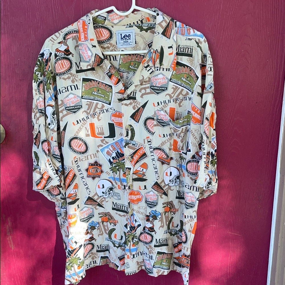 University of Miami Lee Miami Hurricanes Collage Shirt - Canes Y2K button dow